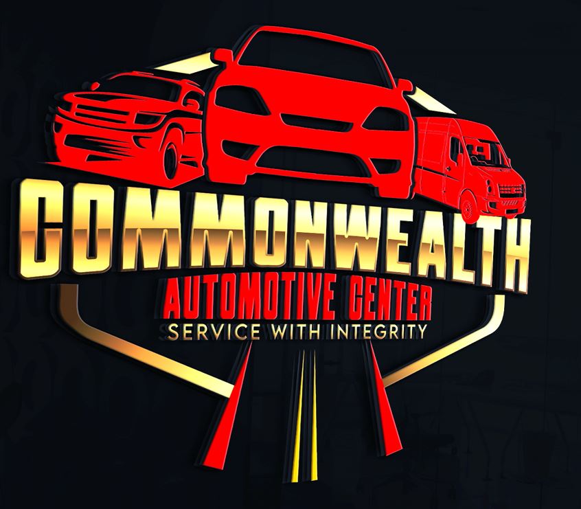 A red and yellow logo for commonwealth automotive center.